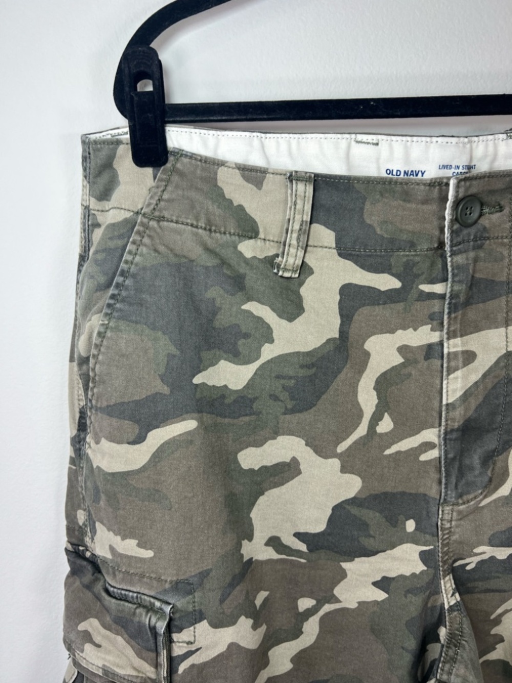 Old Navy Lived In Straight Flex Camo Cargo Shorts Green Utility Military 38x10" - Picture 3 of 12